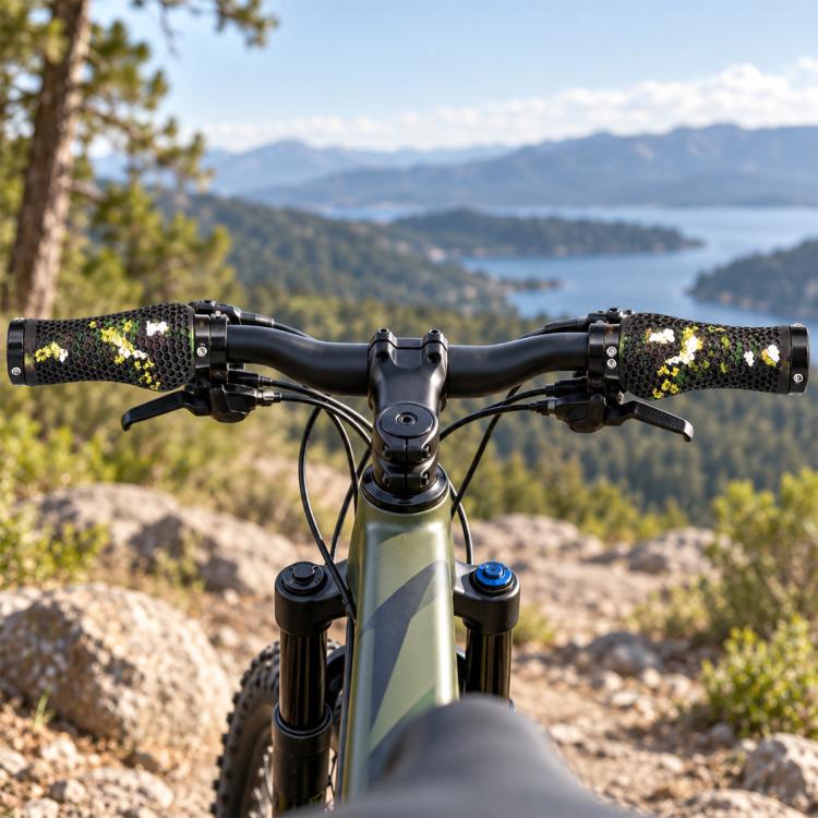 WEST BIKING 1 Pair Honeycomb Palm Rest Anti-slip Shock Absorbing MTB Handlebar Grips — Black+Colorful