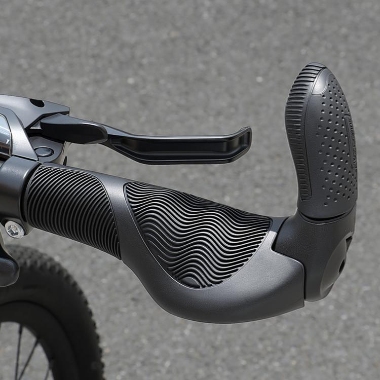 WEST BIKING 1 Pair Adjustable Non-Slip Mountain Bike Handlebar Grips with Bar Ends — Black