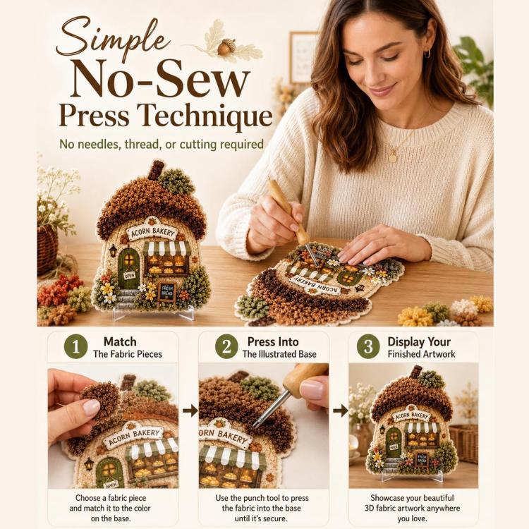 Seamless 3D Textile Art Kit — Mushroom House