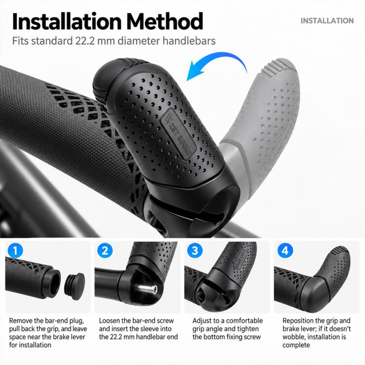 WEST BIKING 1 Pair Ergonomic Bicycle Rest Bar Mountain Bike Thumb Bar Ends