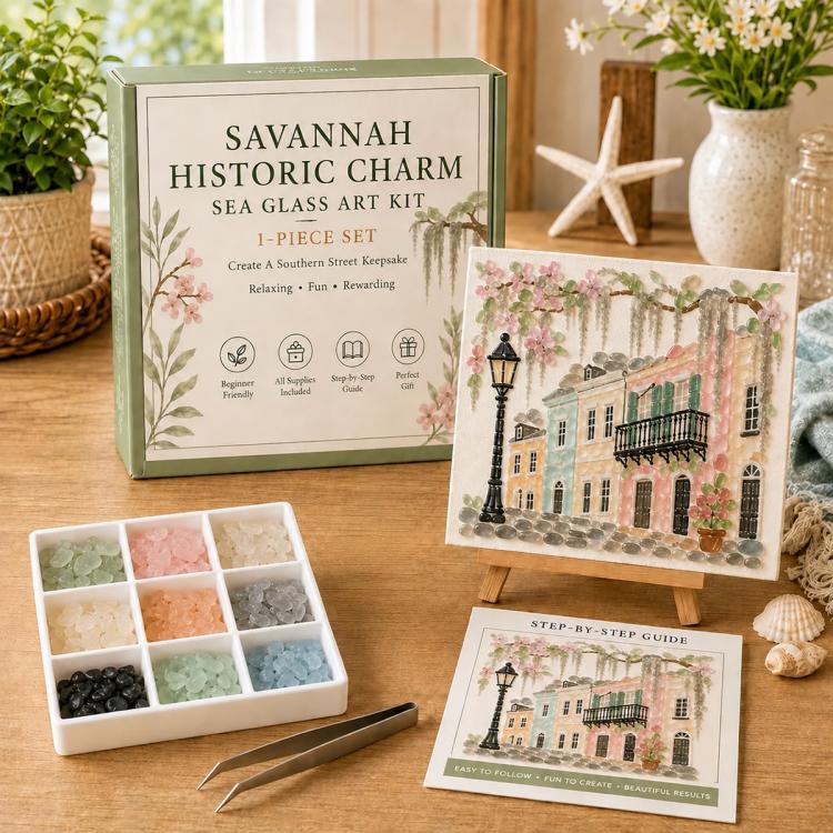 Timeless Destinations Sea Glass Art Kit — Key West Sunset Cottage