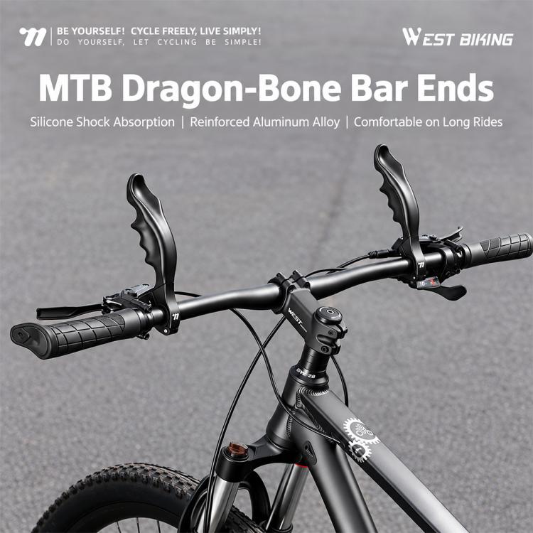 WEST BIKING 1 Pair Bicycle Rest Bar Dragon-bone Shape Ergonomic Cycling Thumb Bar Ends