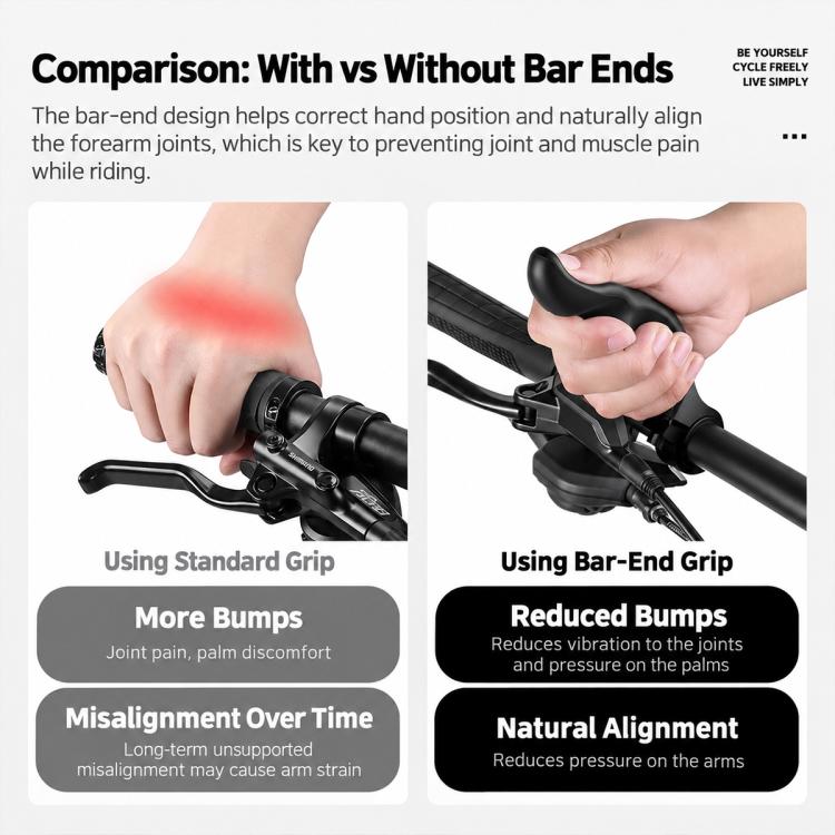 WEST BIKING 1 Pair Bicycle Rest Bar Dragon-bone Shape Ergonomic Cycling Thumb Bar Ends