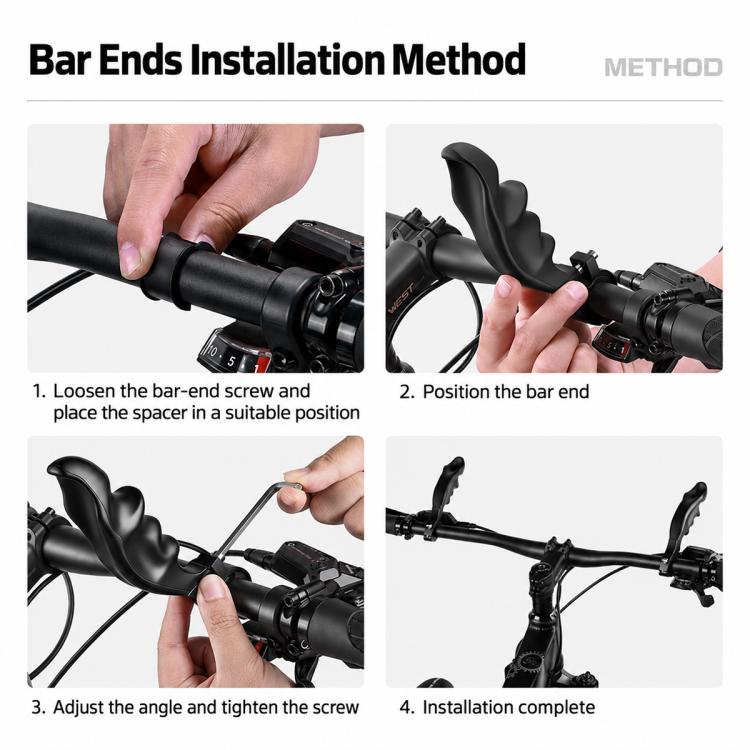WEST BIKING 1 Pair Bicycle Rest Bar Dragon-bone Shape Ergonomic Cycling Thumb Bar Ends