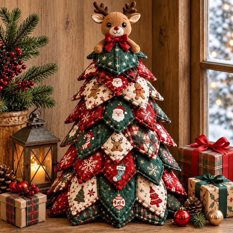 DIY Fabric Quilted Tree Sewing Craft Kit — Santa Claus A