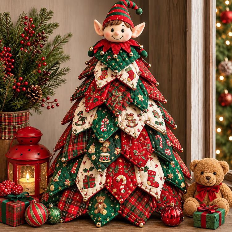 DIY Fabric Quilted Tree Sewing Craft Kit — Snowman