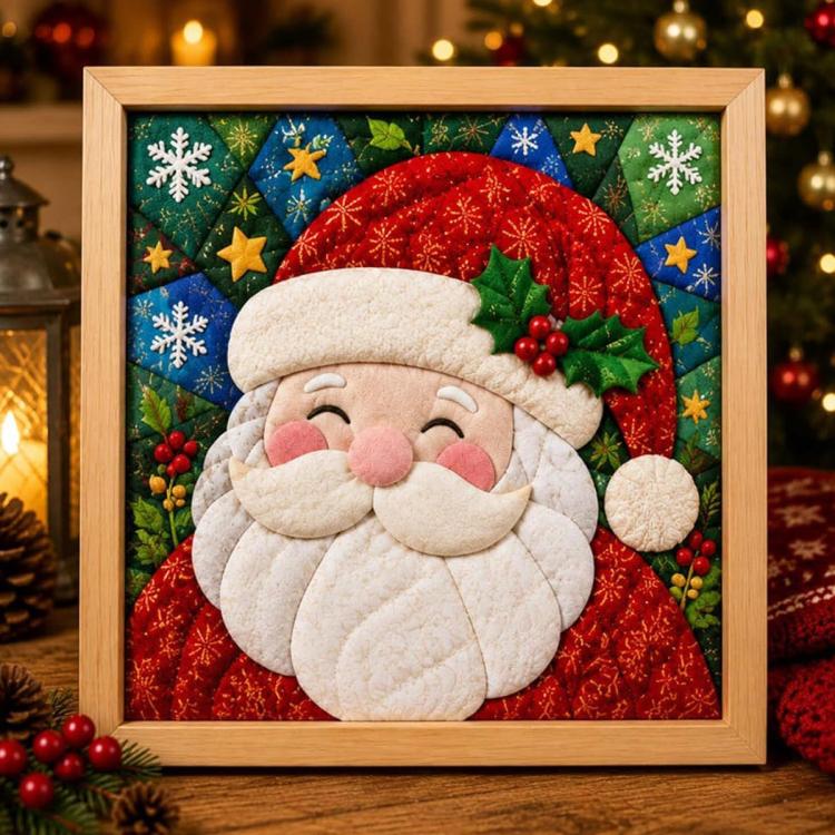 DIY Christmas Fabric Art Painting Kit — 20cm With Frame