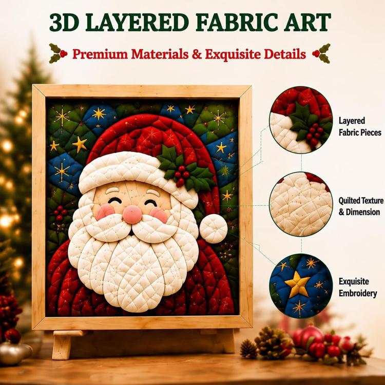 DIY Christmas Fabric Art Painting Kit — Christmas Stocking Style B