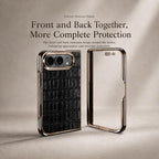 Electroplated Crocodile Texture Integrated Screen Protector Phone Case — Black