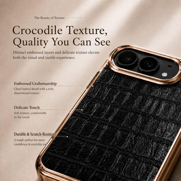 Electroplated Crocodile Texture Integrated Screen Protector Phone Case — Light Pink