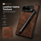 Retro Camouflage Texture Stylus Pen Holder Integrated Film Phone Case — Black