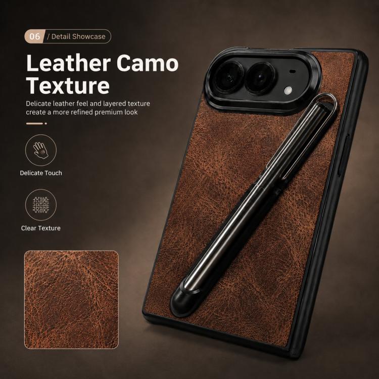 Retro Camouflage Texture Stylus Pen Holder Integrated Film Phone Case — Black