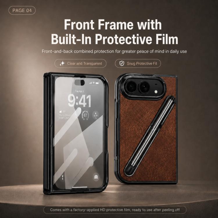 Retro Camouflage Texture Stylus Pen Holder Integrated Film Phone Case — Brown