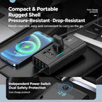 Car Cigarette Lighter to 200W AC Output, USB-A, Type-C Smart Digital Display Car Power Inverter
