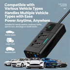 Car Cigarette Lighter to 200W AC Output, USB-A, Type-C Smart Digital Display Car Power Inverter