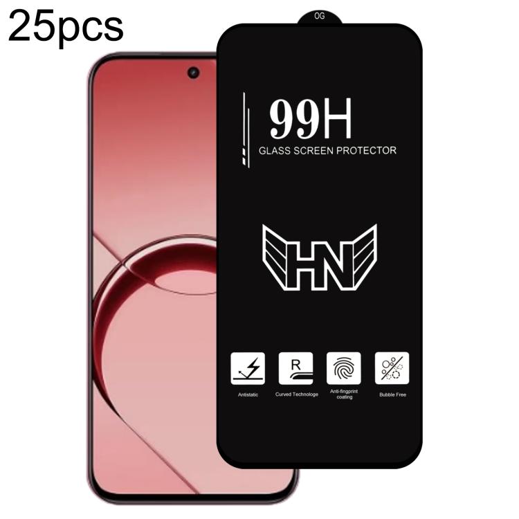 25 PCS/Pack High Aluminum Large Arc Full Screen Tempered Glass Film