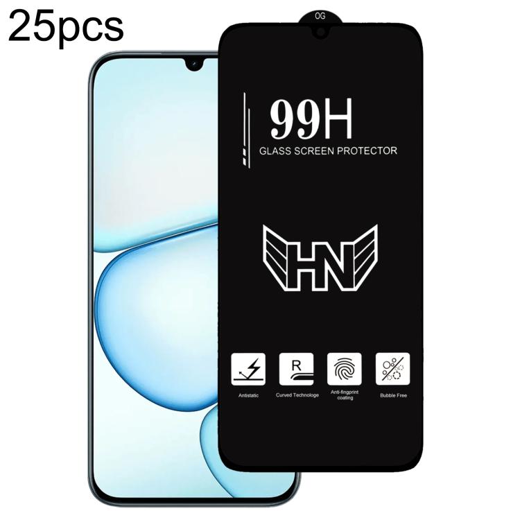 25 PCS/Pack High Aluminum Large Arc Full Screen Tempered Glass Film