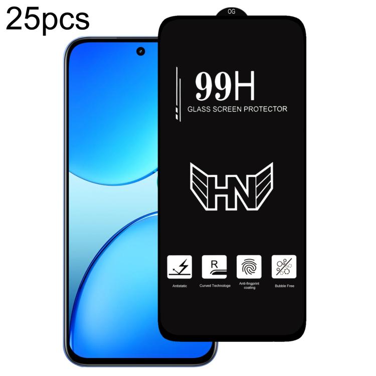 25 PCS/Pack High Aluminum Large Arc Full Screen Tempered Glass Film