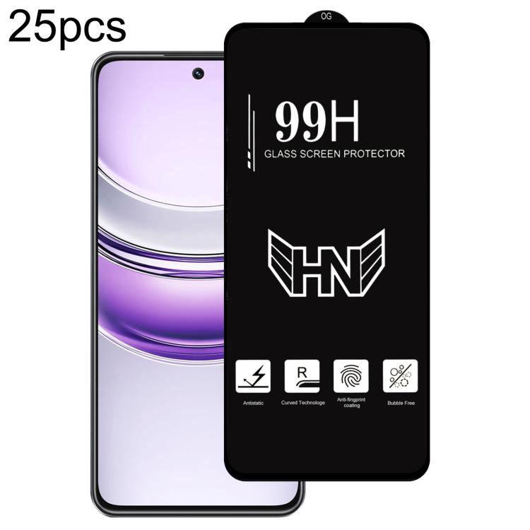 25 PCS/Pack High Aluminum Large Arc Full Screen Tempered Glass Film