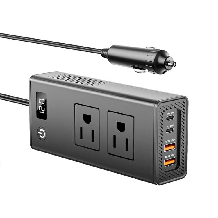 M6800 Car Cigarette Lighter to AC 110V Output, USB-A, Type-C Smart Digital Display Car Inverter, 60cm Cable Length