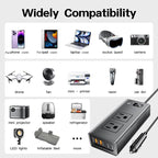 M6800 Car Cigarette Lighter to AC 110V Output, USB-A, Type-C Smart Digital Display Car Inverter, 60cm Cable Length