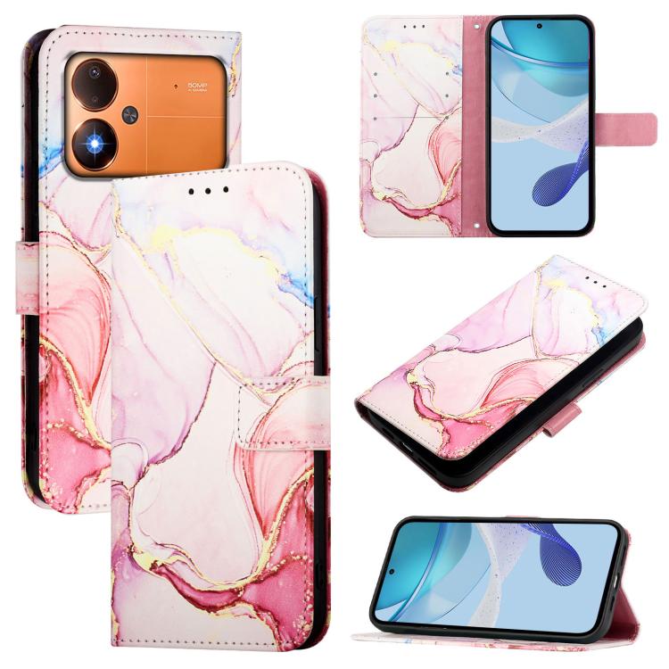 PT003 Marble Pattern Flip Leather Phone Case — White Purple