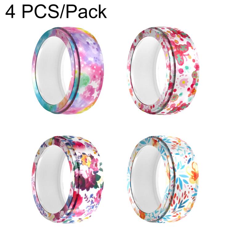 XDcase 4 PCS/Pack Printed Silicone Case for Oura Ring 4 / Gen3 / Galaxy Ring / Ultrahuman Ring AIR — S 5-9