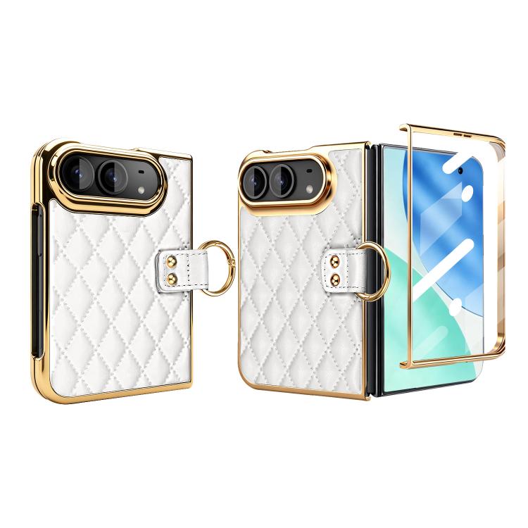 VIETAO Diamond Pattern Metal Ring PU Leather Phone Case