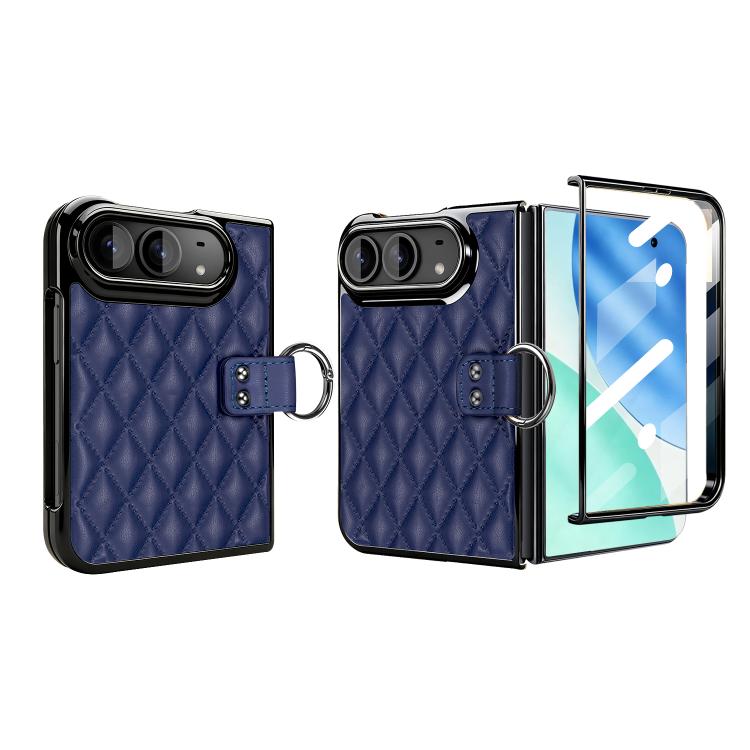 VIETAO Diamond Pattern Metal Ring PU Leather Phone Case