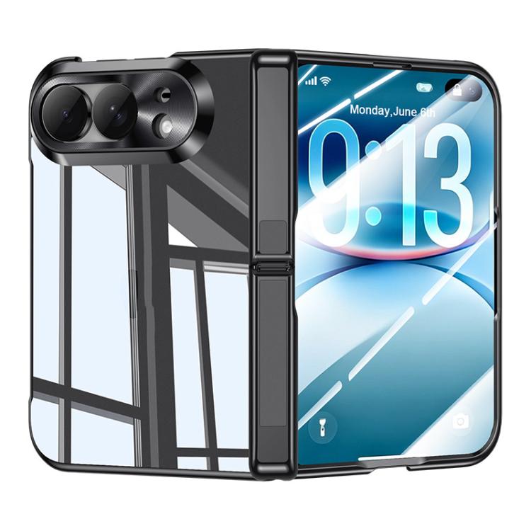 Intergrated Shell And Flim Electroplating Transparent Hinge Holder Phone Case