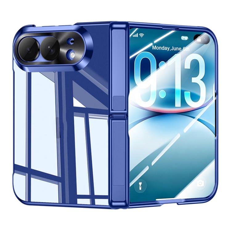 Intergrated Shell And Flim Electroplating Transparent Hinge Holder Phone Case