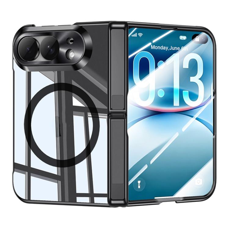 Intergrated Shell And Flim Electroplating Transparent Hinge Holder Magnetic Phone Case