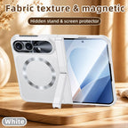 Intergrated Shell And Flim Magnetic Spring Hinge Holder Leather Textured Coated Phone Case