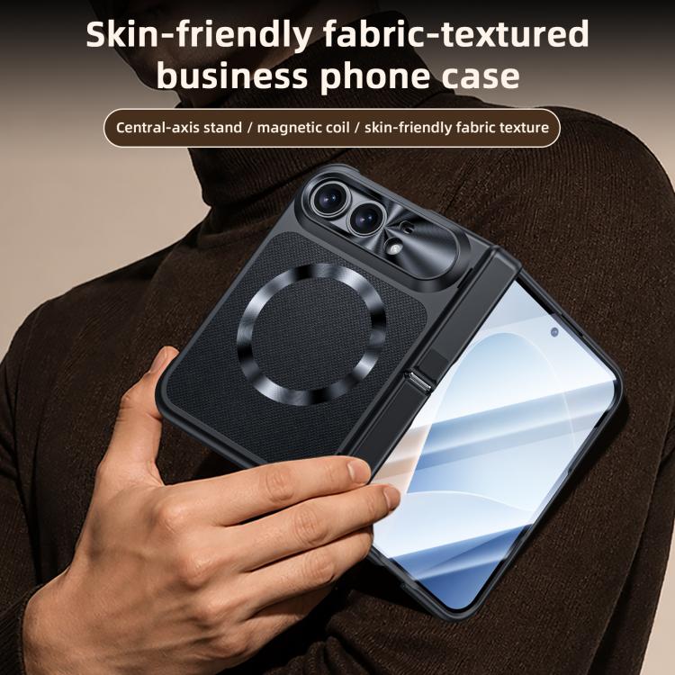 Intergrated Shell And Flim Magnetic Spring Hinge Holder Leather Textured Coated Phone Case