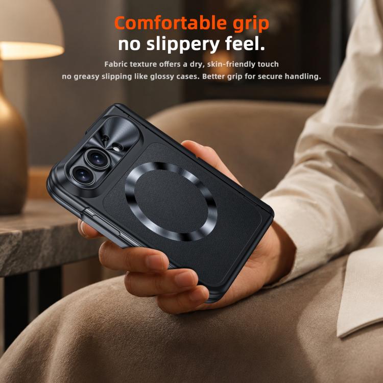 Intergrated Shell And Flim Magnetic Spring Hinge Holder Leather Textured Coated Phone Case