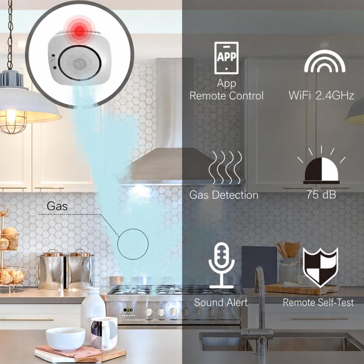 WIFI 75dB Natural Gas and Coal Gas Sensor Detector Alarm