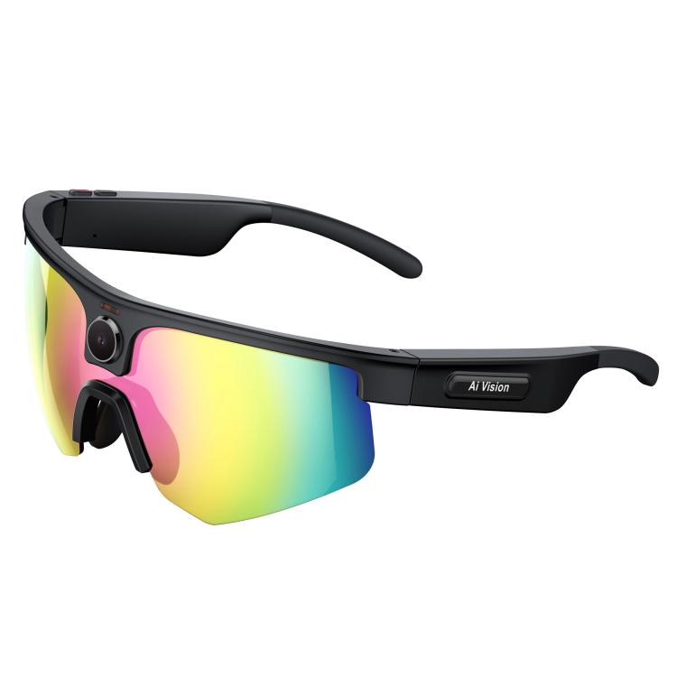 Q02 Cycling AI Smart Glasses with 8MP Camera, AI Translation, Video Recording, Voice Assistant, Ice Green, Ice Purple, Orange, Gold Yellow, Sunglasses, Transparent — Ice Purple