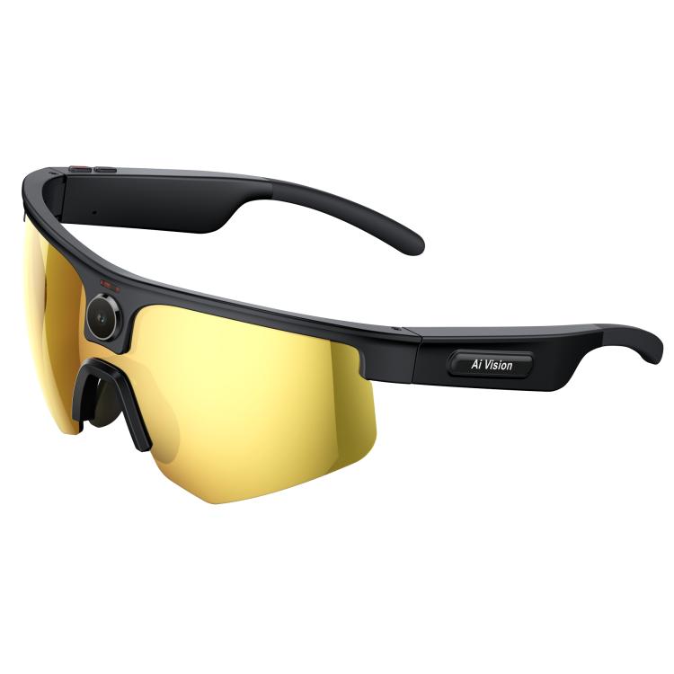Q02 Cycling AI Smart Glasses with 8MP Camera, AI Translation, Video Recording, Voice Assistant, Ice Green, Ice Purple, Orange, Gold Yellow, Sunglasses, Transparent — Orange