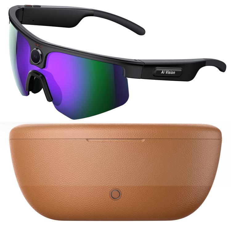 Q02 Ultra Cycling AI Smart Glasses with 8MP Camera, AI Translation, Video Recording, Voice Assistant, Ice Green Lens, Ice Purple Lens, Orange Lens, Gold Yellow Lens, Sunglasses Lens, Transparent Lens — Orange Lens