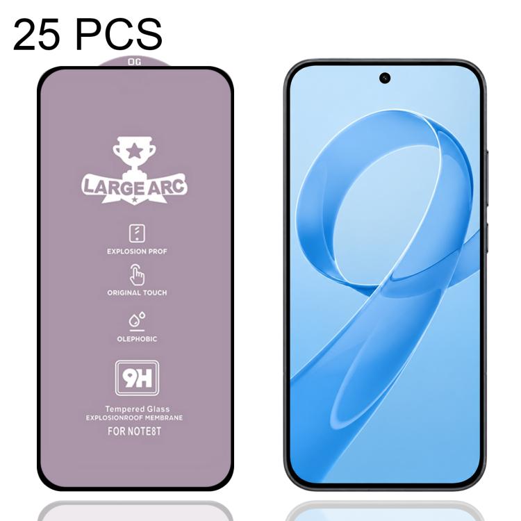 25 PCS/Pack 9H 0.18mm High Aluminum Large Arc Tempered Glass Film, Support Fingerprint Unlocking — For Redmi K80 Pro