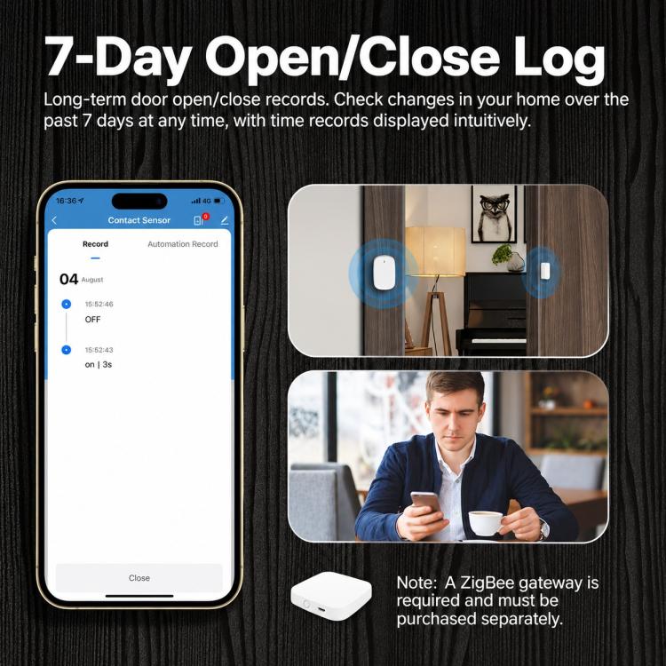 Compatible With ZigBee Smart Home Door Sensor with App Timer Smart Security Door Window Alarm