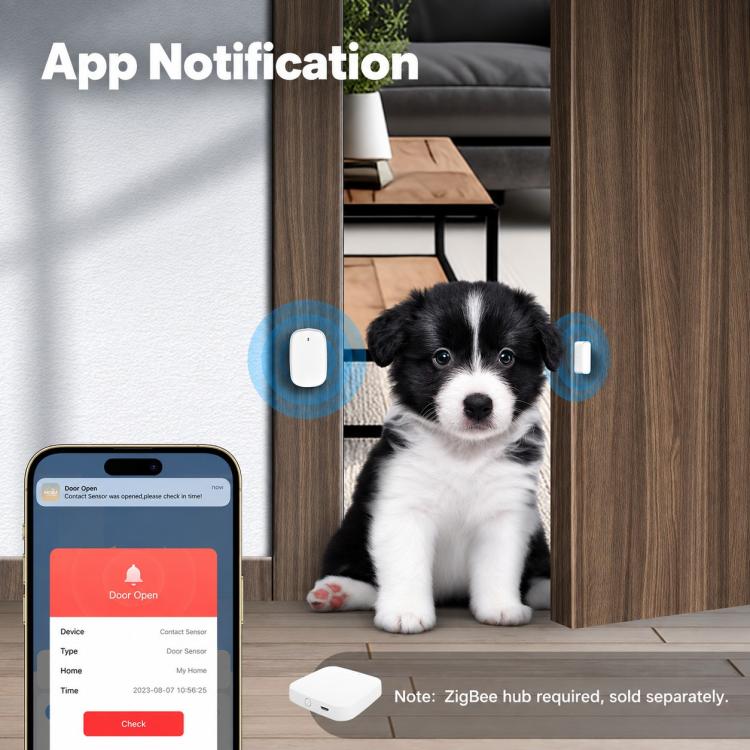 Compatible With ZigBee Smart Home Door Sensor with App Timer Smart Security Door Window Alarm