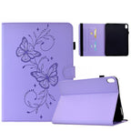 Dual-Butterfly Embossed Vegan Leather Smart Tablet Case