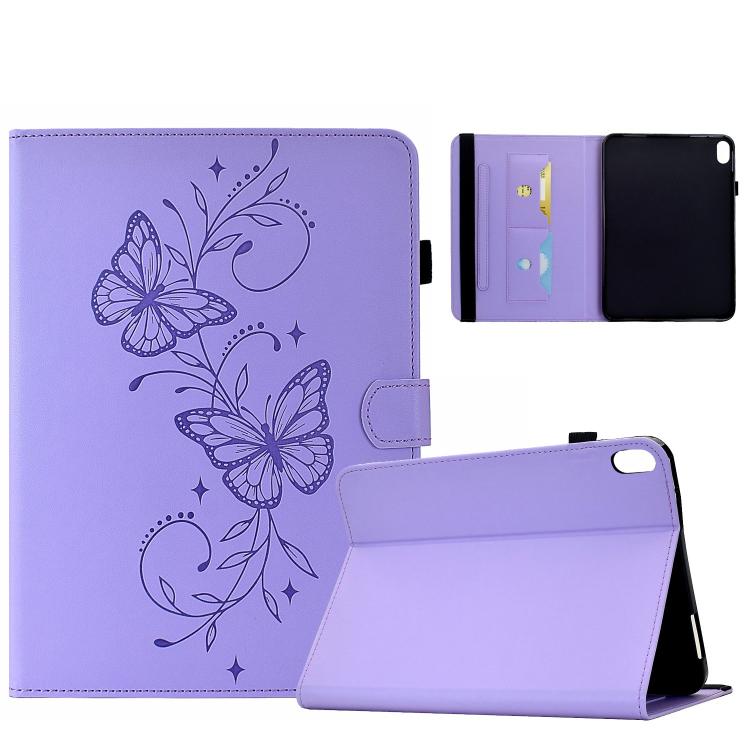 Dual-Butterfly Embossed Vegan Leather Smart Tablet Case