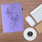 Dual-Butterfly Embossed Vegan Leather Smart Tablet Case — For iPad 9.7 2018 / 2017