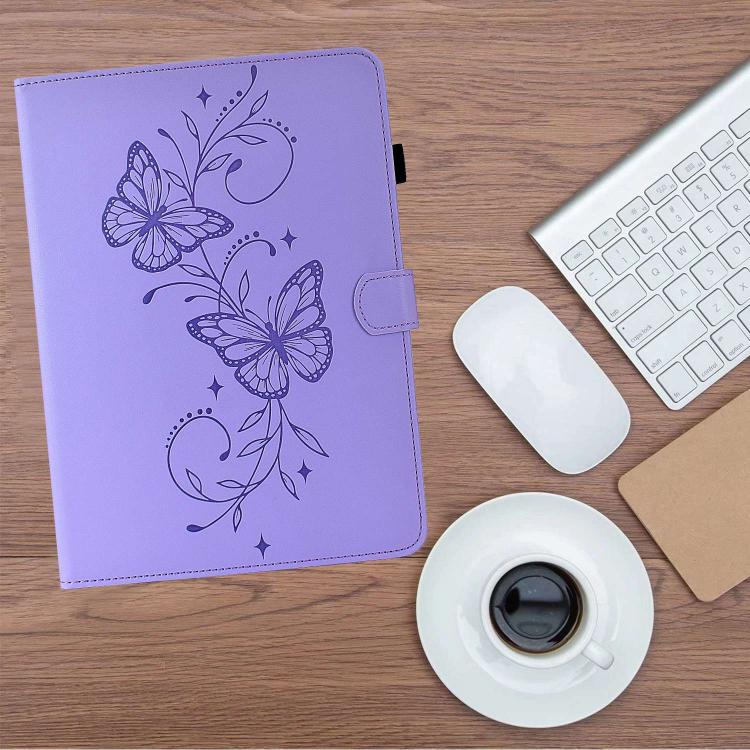 Dual-Butterfly Embossed Vegan Leather Smart Tablet Case — For iPad 9.7 2018 / 2017