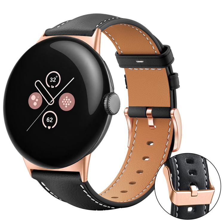 xDfind Rose Gold Buckle Black Shark Fine Grain Vegan Leather Watch Band