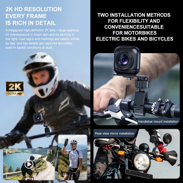 L5 2K Waterproof Motorcycle Dash Cam Cycling Recorder
