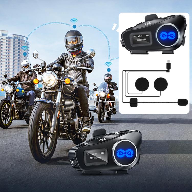 Y6X Intercom Helmet BT Headset For 4-person — Hard Mic