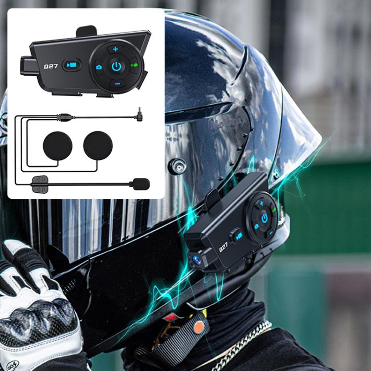 Q27 Motorcycle Helmet Wireless Walkie-Talkie Bluetooth Earphone with Dash Cam